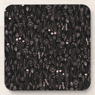 Porta-copo Padrão Floral em Dourado Rosa