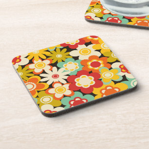 Porta-copo Padrão Floral Fofo Colorido Retro
