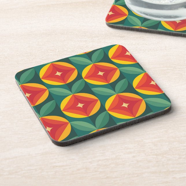 Porta-copo Padrão Floral Laranja Moderno do meio século (Left Side)
