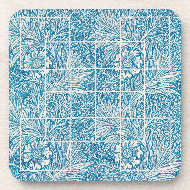 Porta-copo Padrão Floral Ornamental Azul e Branco (Frente)