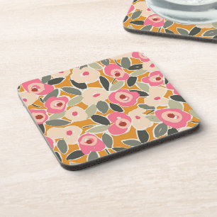Porta-copo Padrão Floral Ousado Desenhado à Mão com Tinta - P