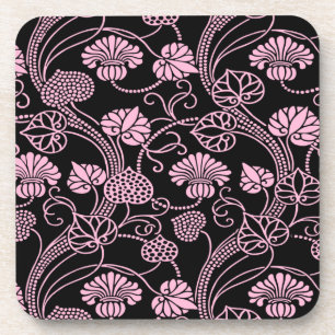 Porta-copo Padrão Floral Retrô Rosa no Preto