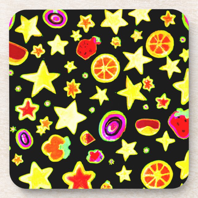 Porta-copo Padrão Fruta Star de Explosão de Cores Vibrante (Frente)