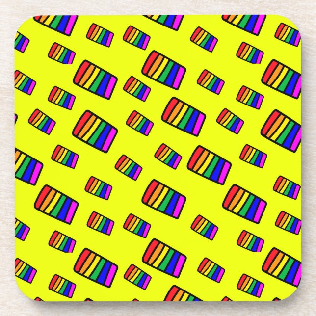 Porta-copo Padrão Funky Neon Rainbow Block (Frente)