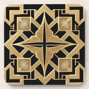 Porta-copo Padrão Geométrico Art Déco Dourado