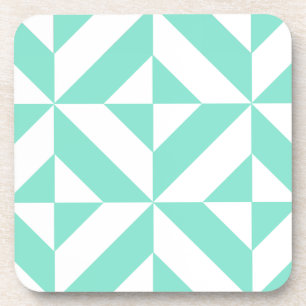 Porta-copo Padrão Geométrico do Deco Cubo Seafoam Green