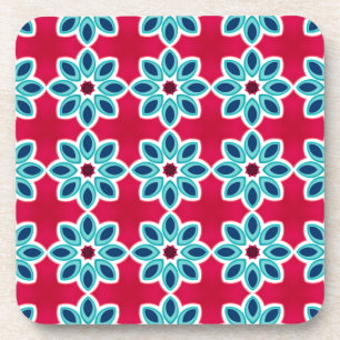 Porta-copo Padrão Geométrico Moderno Vermelho e Azul Brilhant