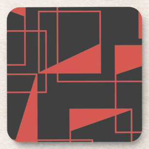 Porta-copo Padrão geométrico vermelho, moderno, dinâmico,