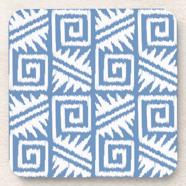Porta-copo Padrão Ikat Aztec - Azul-Céu e Branco (Frente)