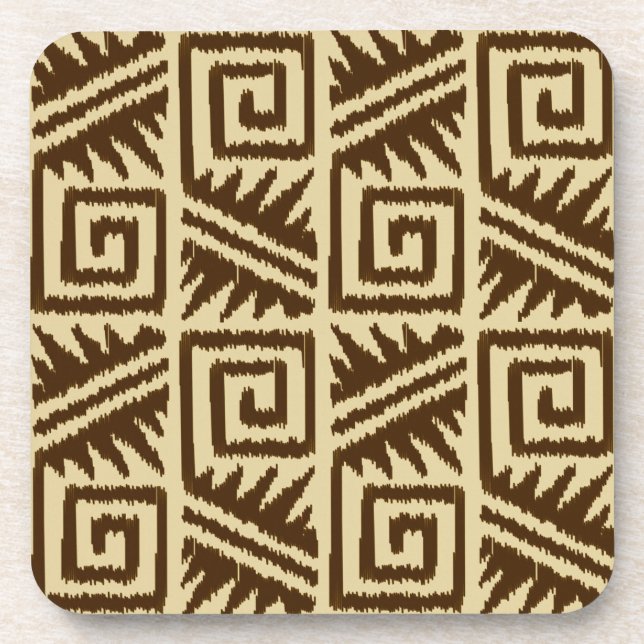 Porta-copo Padrão Ikat Aztec - Castanho escuro e Tom (Frente)
