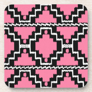 Porta-copo Padrão Ikat Aztec - Rosa Fuchsia, Preto e Branco