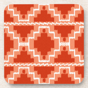 Porta-copo Padrão Ikat Aztec - Rusta, Laranja e branco