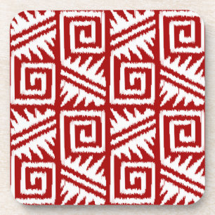 Porta-copo Padrão Ikat Aztec - Vermelho Escuro e Branco