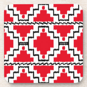 Porta-copo Padrão Ikat Aztec - Vermelho, Preto e Branco