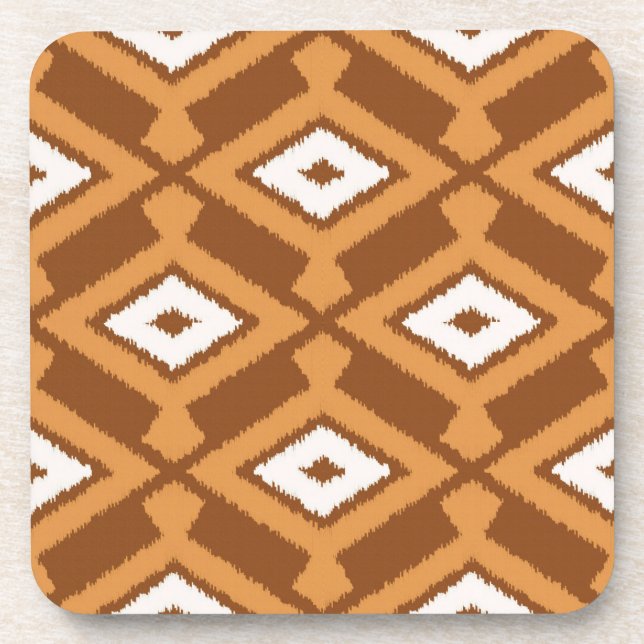 Porta-copo Padrão Ikat - Castanho, ferrugem e creme (Frente)