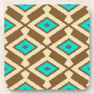 Porta-copo Padrão Ikat - Turquesa, Taupe e Beige