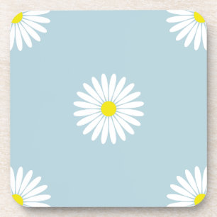 Porta-copo Padrão Ilustrativo de Lg do Daisies no Azul Pálido