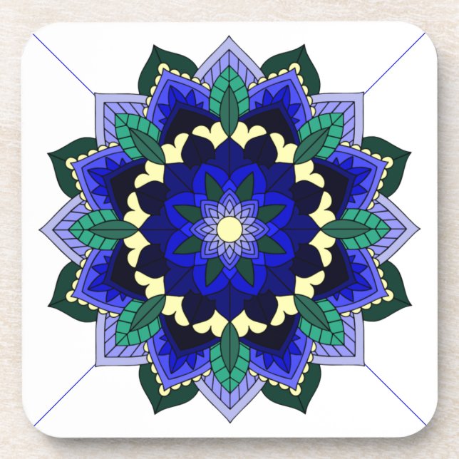 Porta-copo Padrão Mandala 02 em azul escuro (Frente)