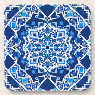 Porta-copo Padrão mosaico em Indigo e Cobalto Azul