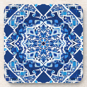 Porta-copo Padrão mosaico em Indigo e Cobalto Azul