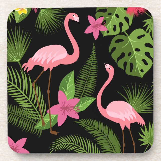 Porta-copo Padrão Pavão Rosa com Flor   (Frente)