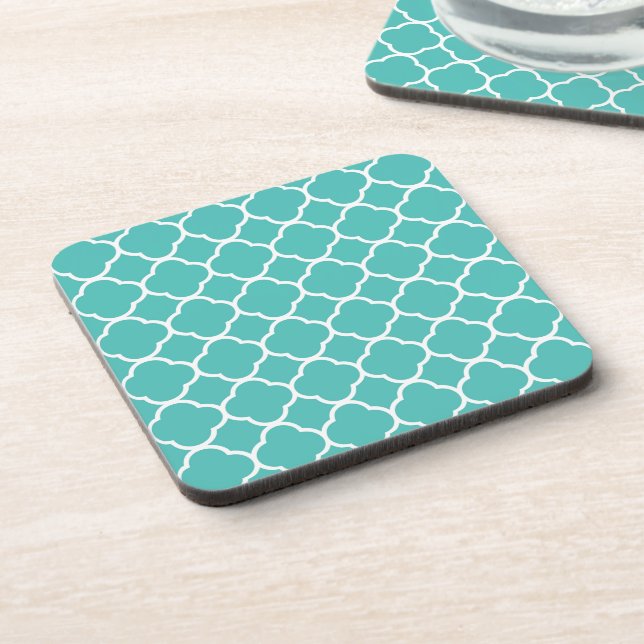 Porta-copo Padrão Quatrefoil Azul-Ciano (Left Side)