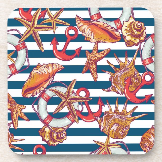 Porta-copo Padrão Starfish E Stripes (Frente)