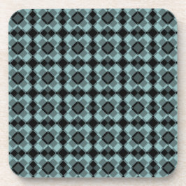 Porta-copo Padrão Xadrez Azul Preto Argyle