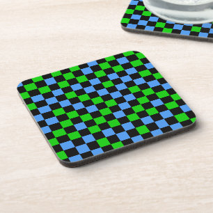 Porta-copo Padrão Xadrez Azul Verde e Preto