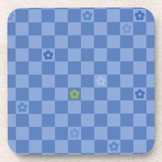 Porta-copo Padrão Xadrez Floral Nº 01 - Azul Claro