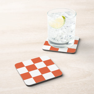 Porta-copo Padrão Xadrez Laranja e Branco
