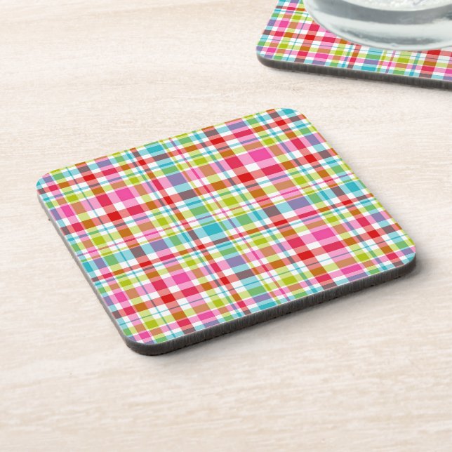 Porta-copo Padrão Xadrez Plaid Arco-Íris Brilhante (Left Side)