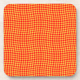 Porta-copo Padrão Xadrez Quadriculado Vermelho Amarelo Sem Co