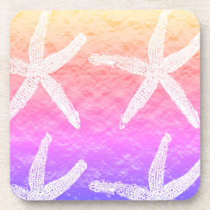 Porta-copo Padrões de Estrela-do-Mar Branco Folha Dourada Ros