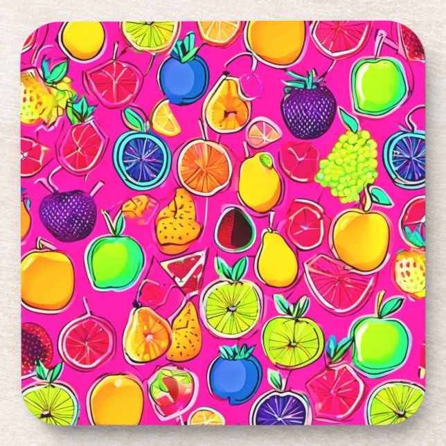 Porta-copo Padrões de fusão de Frutas vibrantes (Frente)