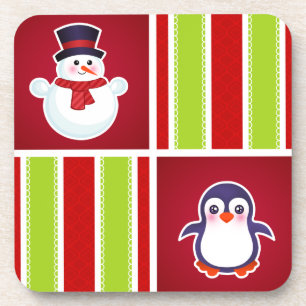 Porta-copo Padrões De Natal Bonitos Com Neves E Pinguins