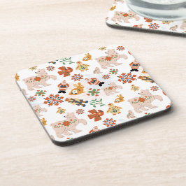 Porta-copo Padrões de Natal das Flores Bonitas com Papais noe