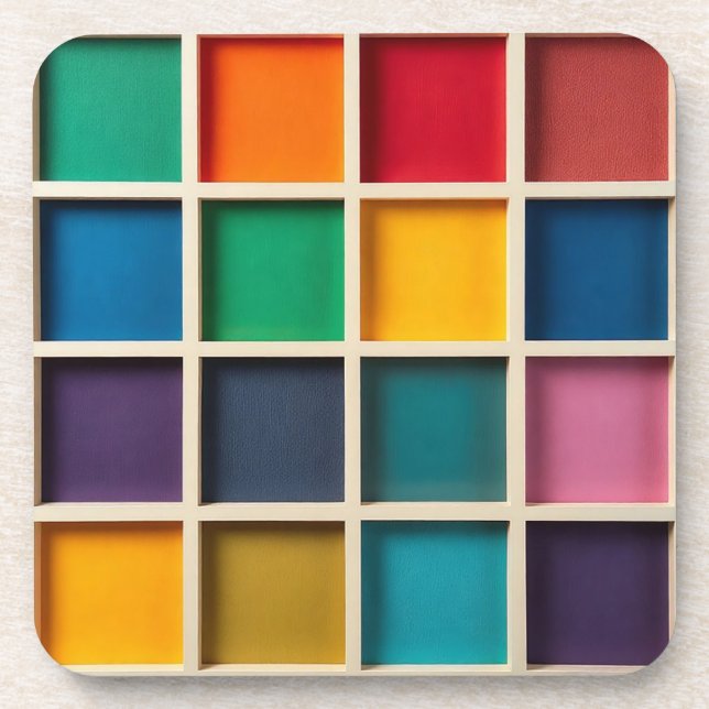Porta-copo Painel de Grade Geométrica Colorida (Frente)