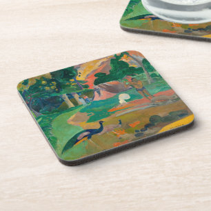 Porta-copo Paisagem de Paul Gauguin Matamoe com Peacocks