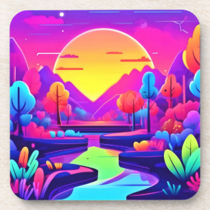 Porta-copo Paisagem do Pôr do Sol Neon