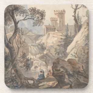 Porta-copo Paisagem Italiana com Castelo - Paul Sandby
