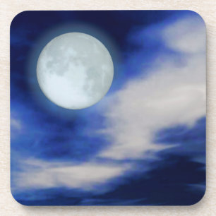 Porta-copo Paisagem lunar com nuvens iluminadas pela lua