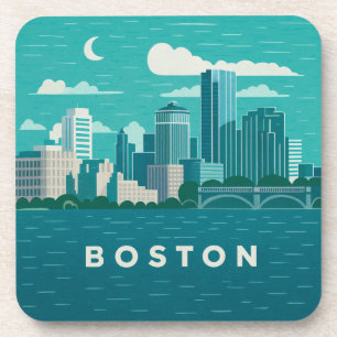 Porta-copo Paisagem Noturna da Cidade de Massachusetts Cida