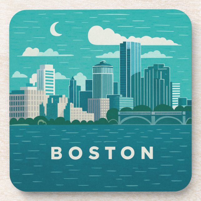 Porta-copo Paisagem Noturna da Cidade de Massachusetts | Cida (Frente)