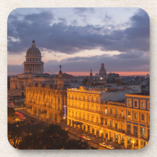 Porta-copo paisagem urbana ao pôr do sol, Havana, Cuba