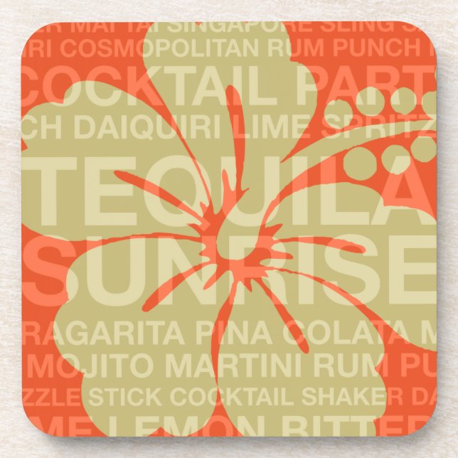 Porta-copo Palavras de Verão Cocktails e Portas copos de Hibi (Frente)