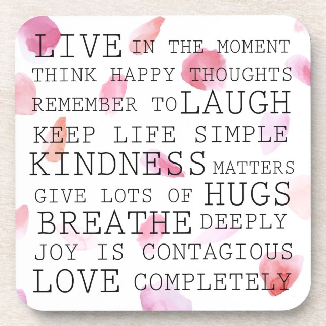 Porta-copo Palavras inspiradoras de Rosa romântica (Frente)