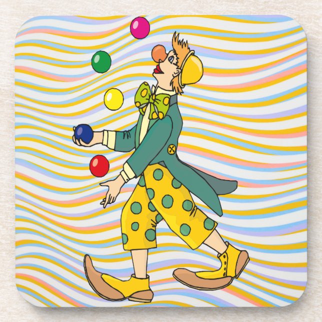 Porta-copo Palhaço Engraçado Brincando Com Bolas Coloridas (Frente)