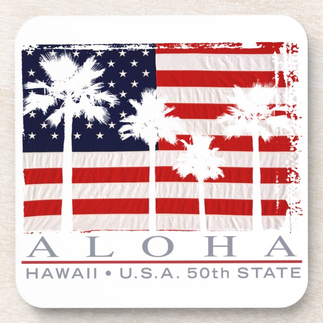 Porta-copo Palm Flag Hawaii Aloha Portas copos Patriotas (Frente)