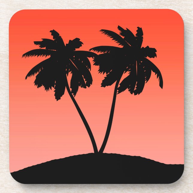 Porta-copo Palm Tree Silhouette em Laranja Sunset (Frente)